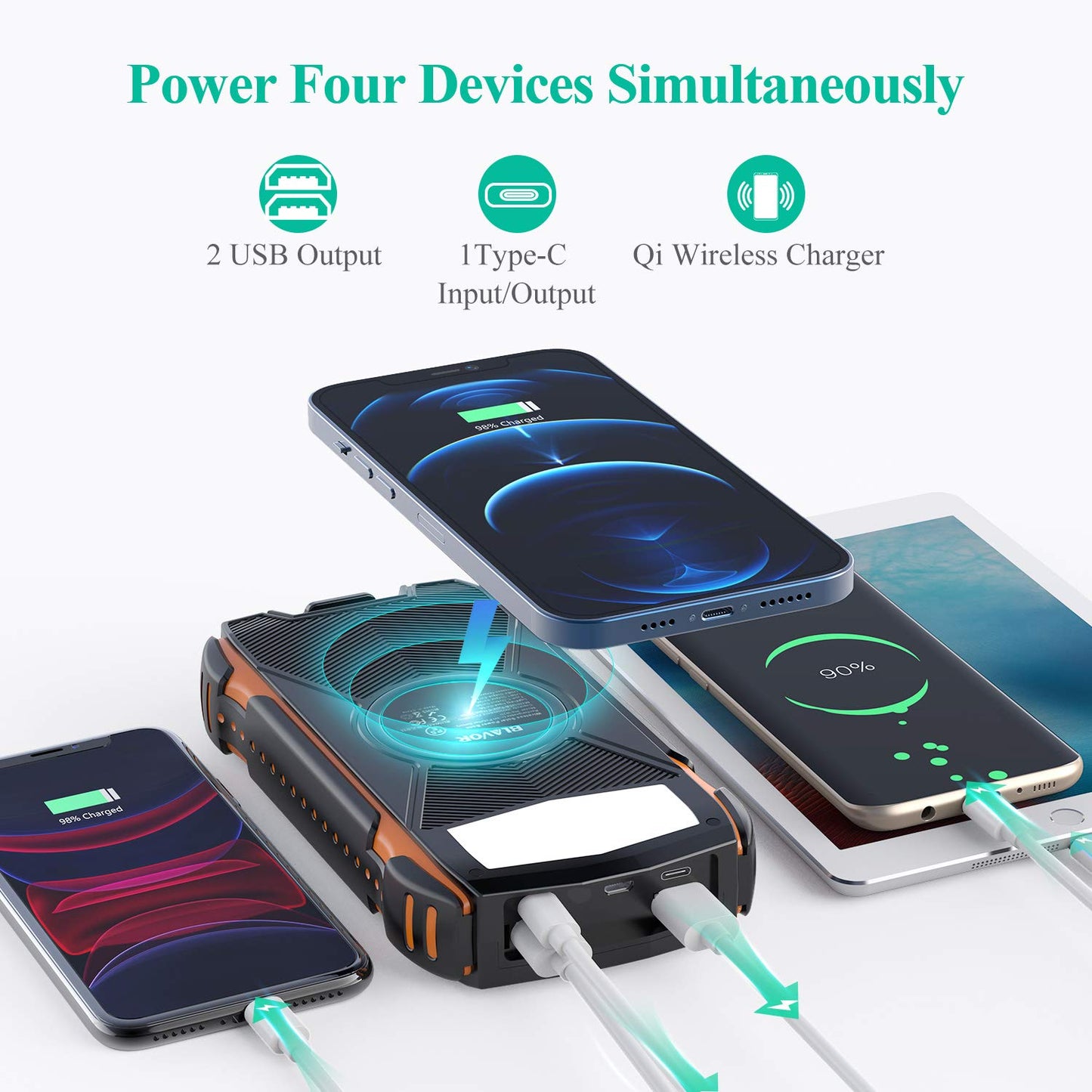 PN-W20 Wireless Solar Power Bank 20000mAh