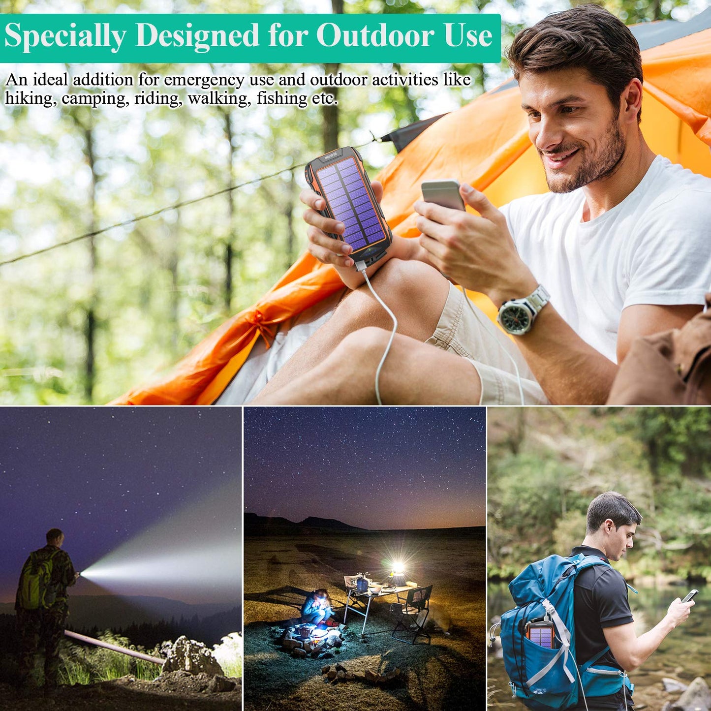 PN-W20 Wireless Solar Power Bank 20000mAh