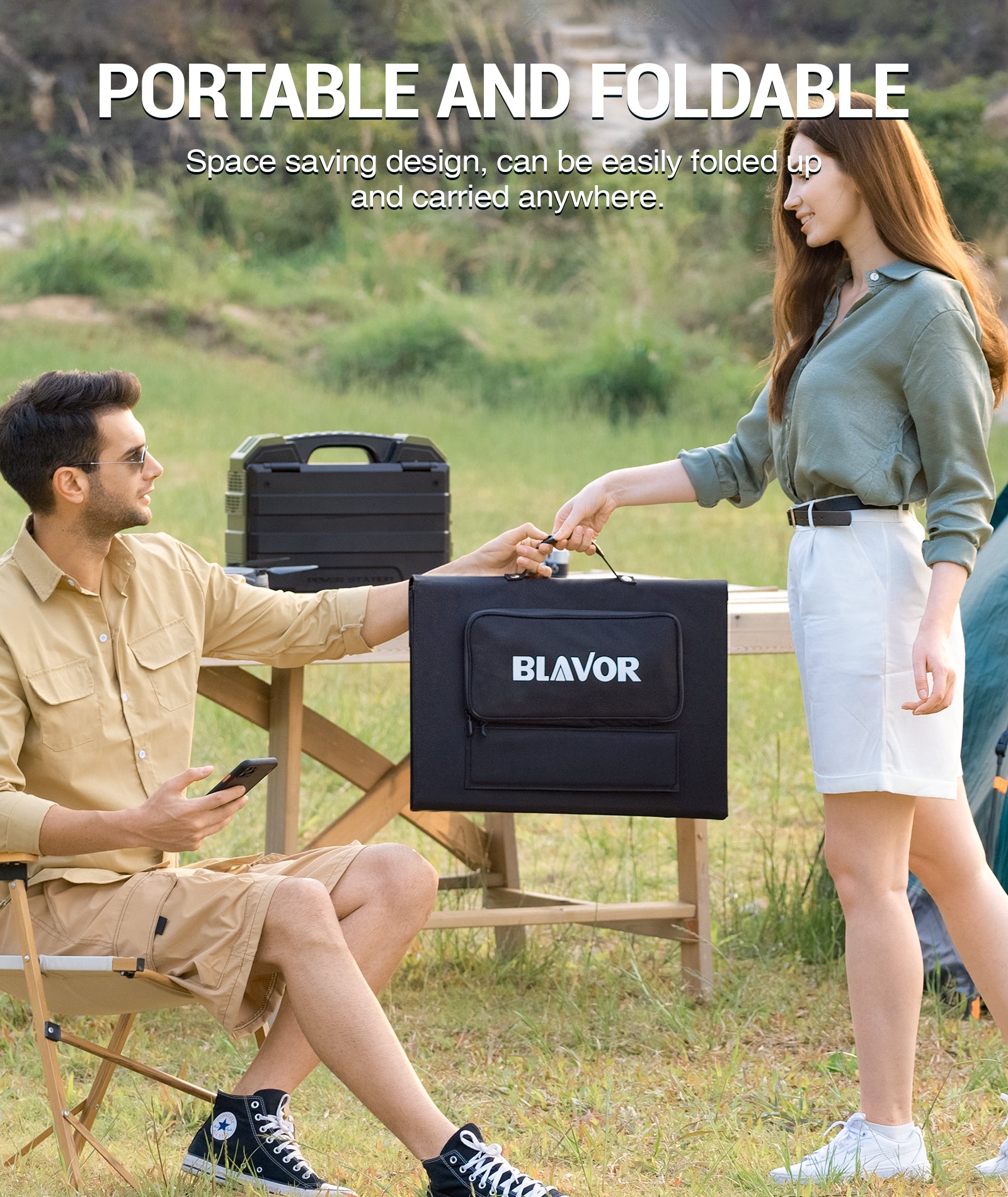 BLAVOR 120W Portable Solar Panels PD45W QC3.0 Fast Solar Charger