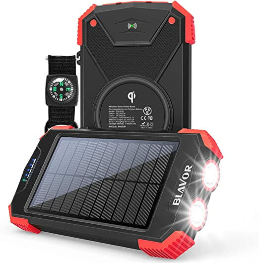 BLAVOR 10000mAh Cargador Solar Power Bank Plus 10W Cargador Solar Portátil  (5V/2A Max)